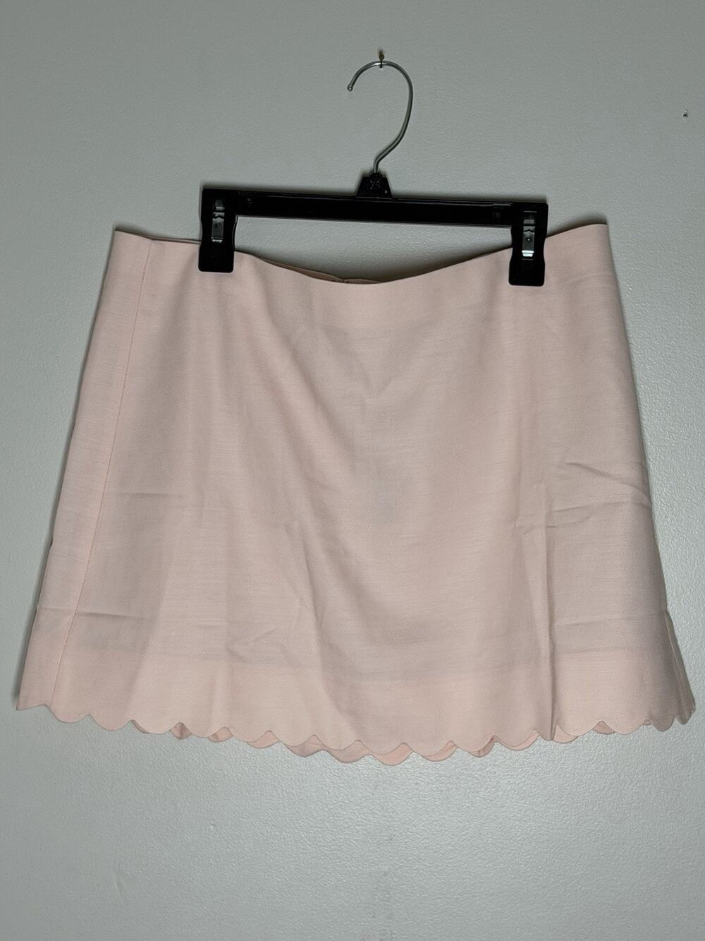 J Crew Fairfax Scalloped Mini Skirt in Gramercy Linen Blend 6 Pink Windy Blossom